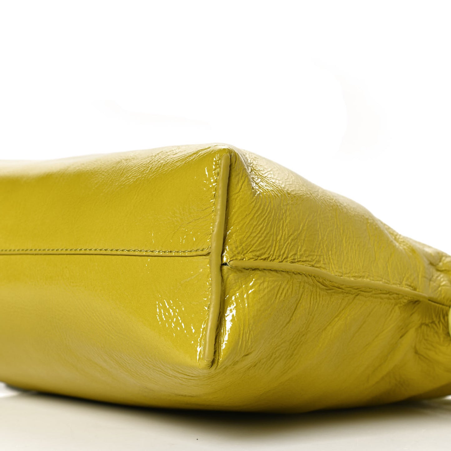 Crackle Patent Calfskin Small Flamenco Knot Bag Yellow