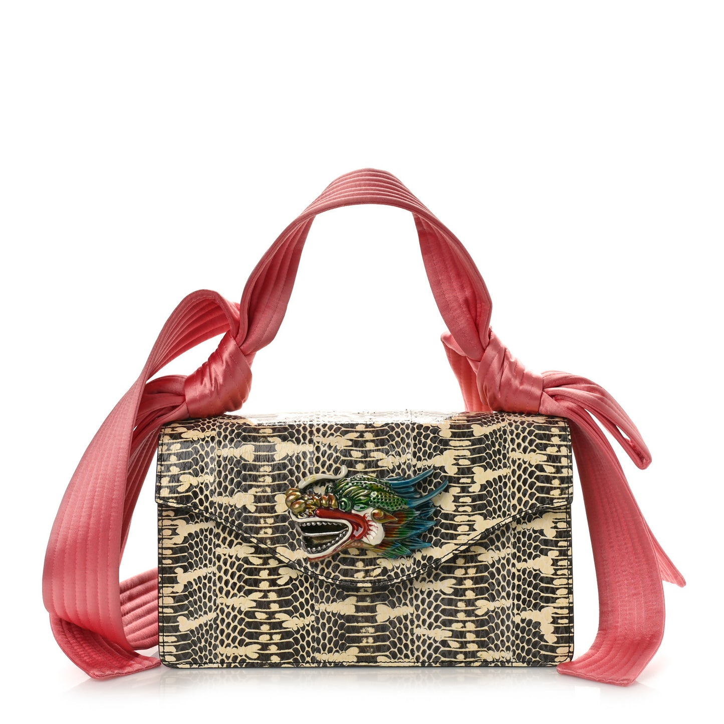 Snakeskin Naga Dragon Small Shoulder Bag Beige Pink
