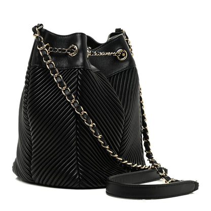 Chanel Lambskin Chevron Drawstring Bag Black 2 of 13