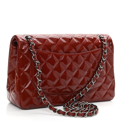 Chanel Patent Quilted Jumbo Double Flap Red 2 of 11