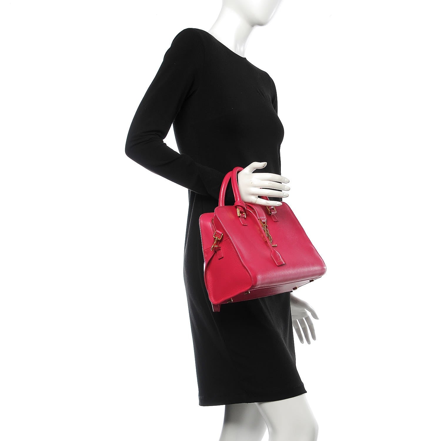 Saint Laurent Calfskin Small Monogram Cabas Fuchsia 3 of 10