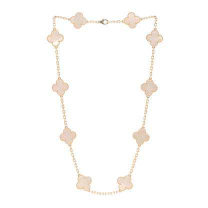 Van Cleef & Arpels 18K Yellow Gold Mother of Pearl 10 Motifs Vintage Alhambra Necklace 3 of 5