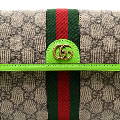 Gucci GG Supreme Monogram Web Small Ophidia Belt Bag Beige Ebony Electric Green 8 of 10
