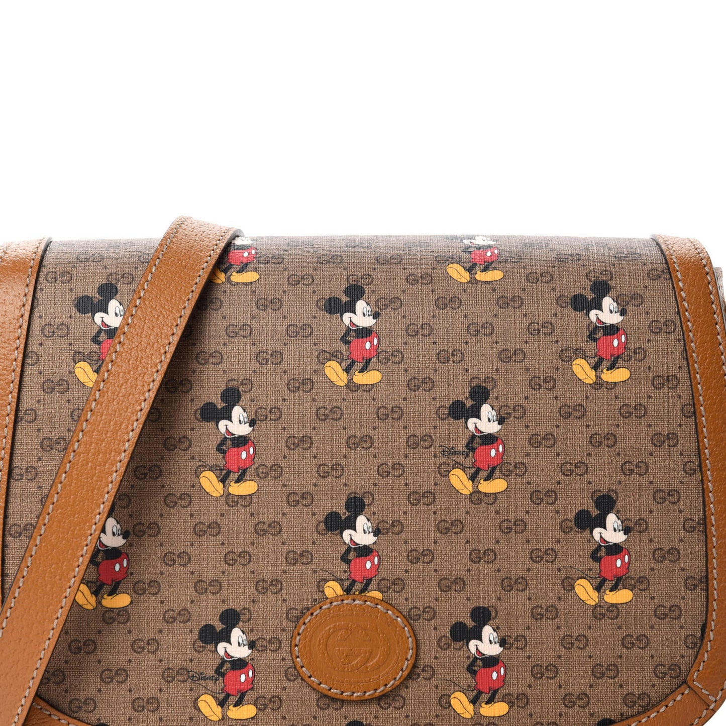 X DISNEY Mini Vintage GG Supreme Monogram Mickey Mouse Small Flap Messenger Bag Beige Vintage Sun Oil