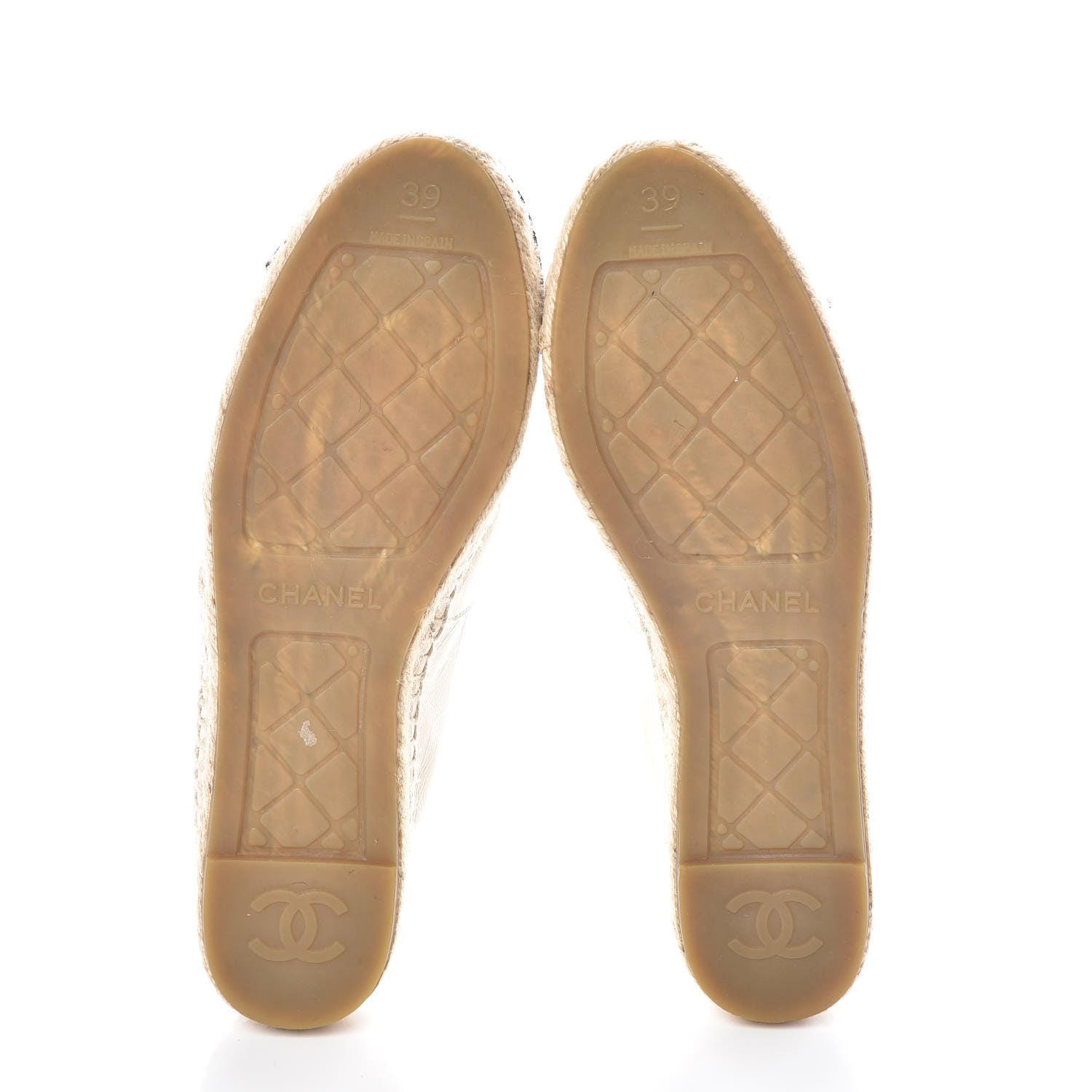 Chanel Metallic Calfskin Grosgrain CC Espadrilles 39 Ivory Black 5 of 11