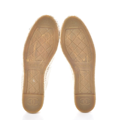 Chanel Metallic Calfskin Grosgrain CC Espadrilles 39 Ivory Black 5 of 11
