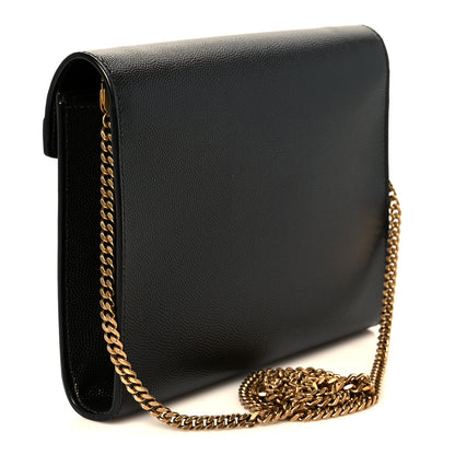 Saint Laurent Grain De Poudre Monogram Cassandra Chain Wallet Black 3 of 11