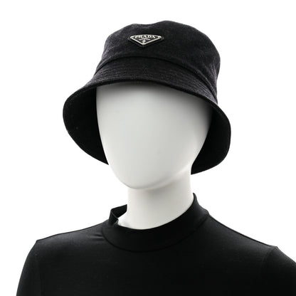 Prada Authentic Loden Wool Metal Triangle Logo Bucket Hat M Anthracite 2 of 10