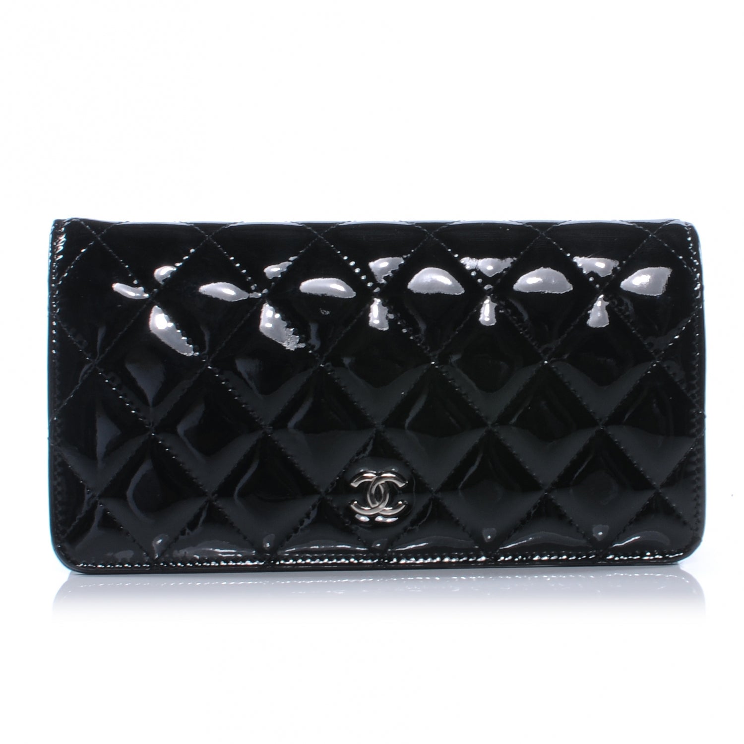 Chanel Patent Quilted Yen Wallet Black 1 of 8