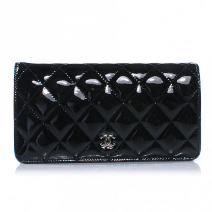 Chanel Patent Quilted Yen Wallet Black 1 of 8