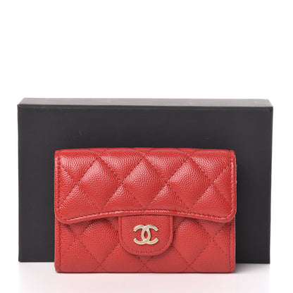 Chanel Caviar Quilted Flap Card Holder Wallet Red 9 of 9