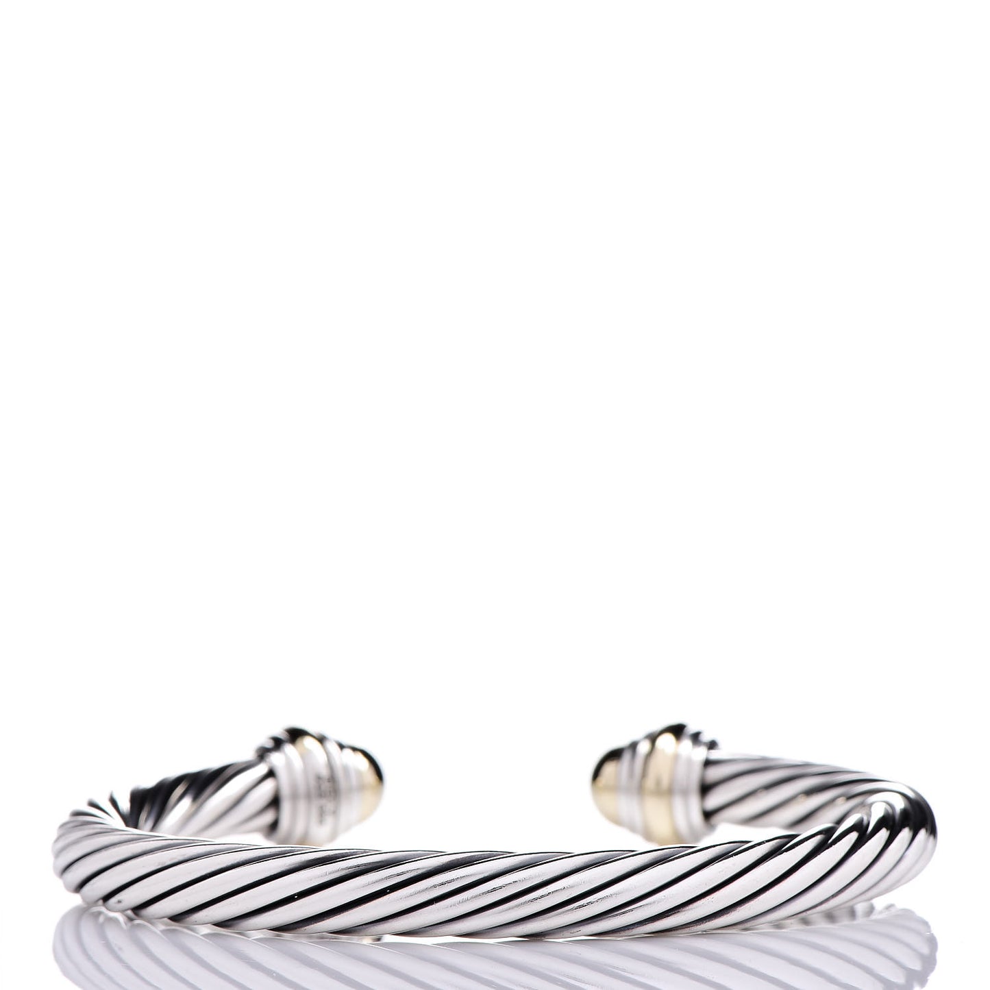Sterling Silver 14K Yellow Gold 7mm Cable Classics Bracelet