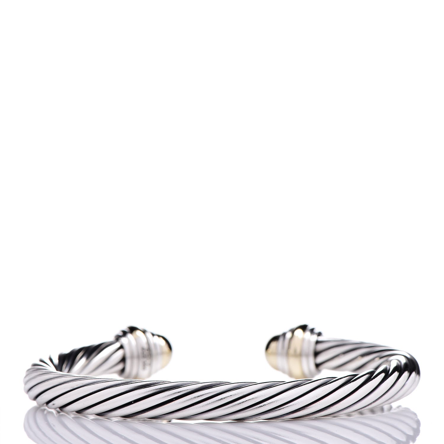 David Yurman Sterling Silver 14K Yellow Gold 7mm Cable Classics Bracelet 3 of 4