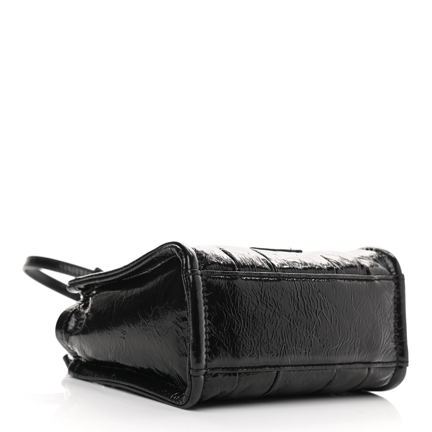 Marc Jacobs Shiny Crinkled Lambskin Micro The Tote Bag Black 4 of 9