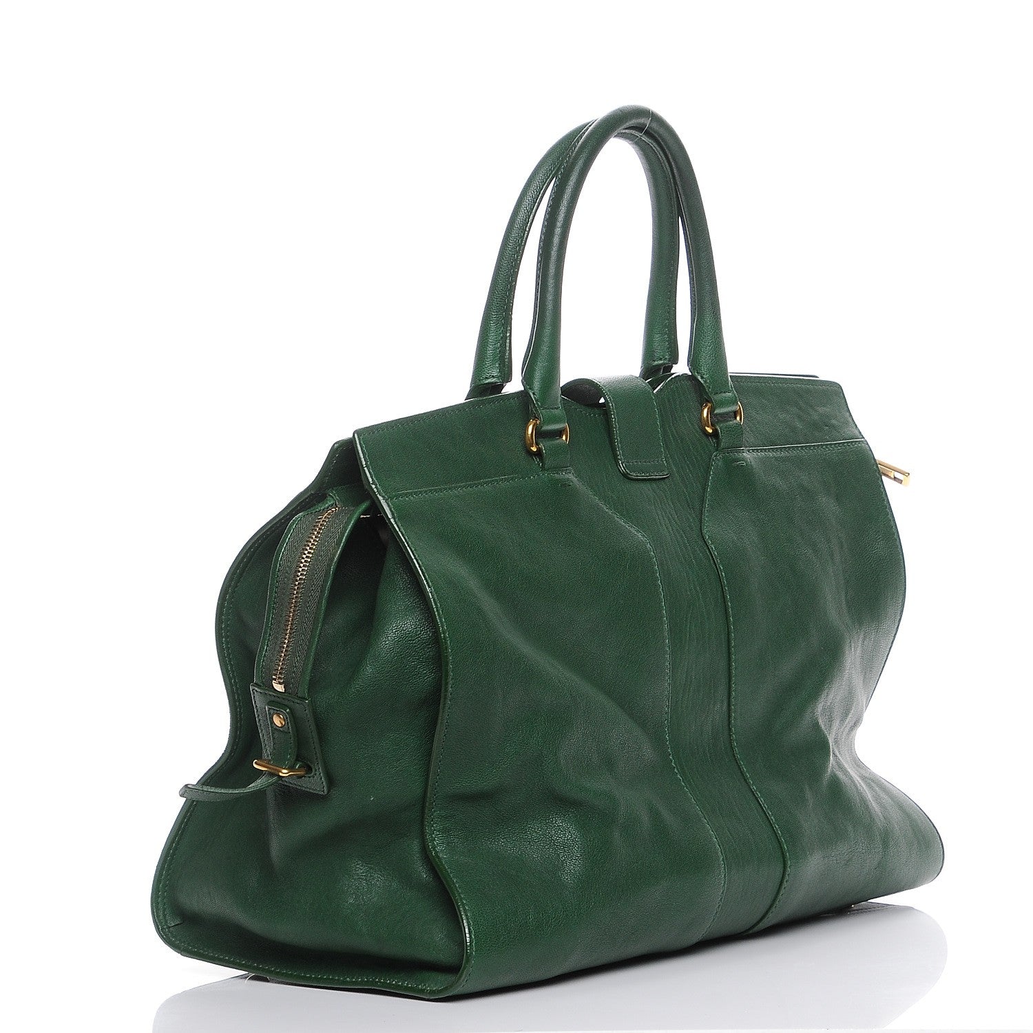 Saint Laurent Sheepskin Large Cabas ChYc Tartan Green 3 of 8