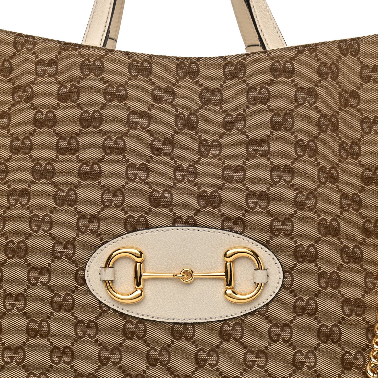 Monogram Calfskin Large Horsebit 1955 Tote Bag Beige Mystic White