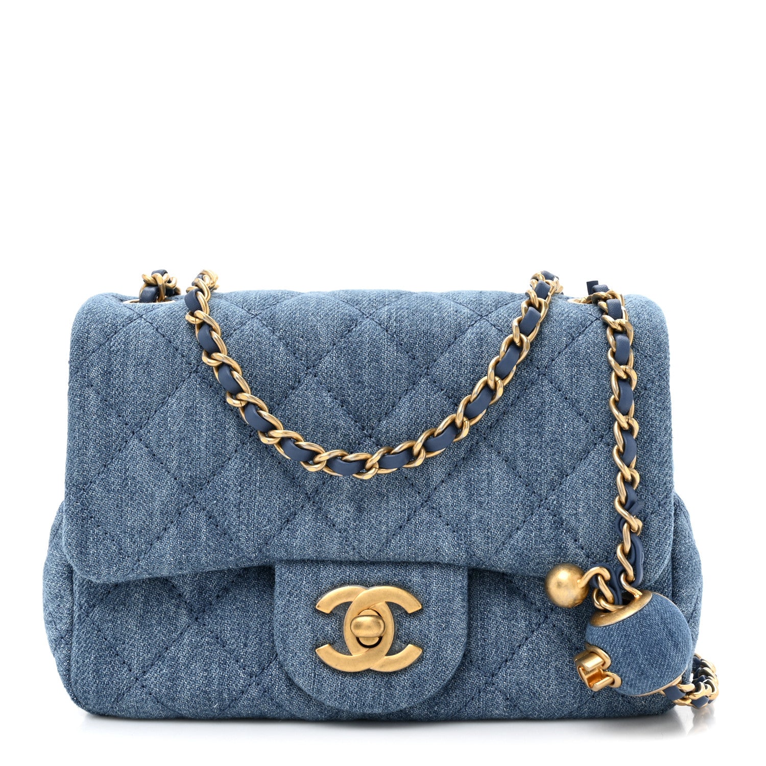 Chanel Denim Quilted Mini Pearl Crush Flap Blue 1 of 9