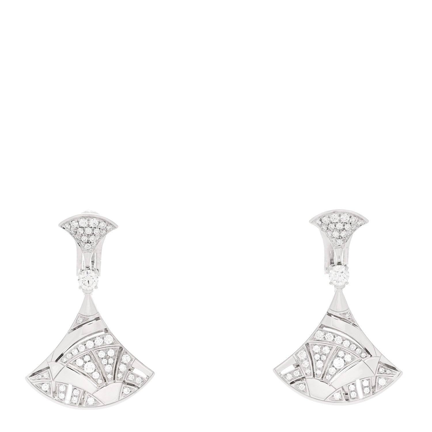 Bulgari 18K White Gold Diamond Divas' Dream Drop Earrings 1 of 6
