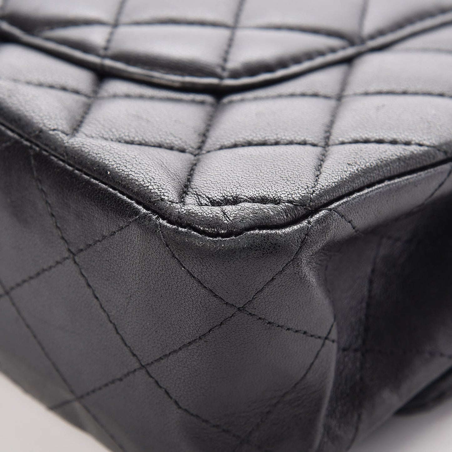 Lambskin Quilted Medium Double Flap Black