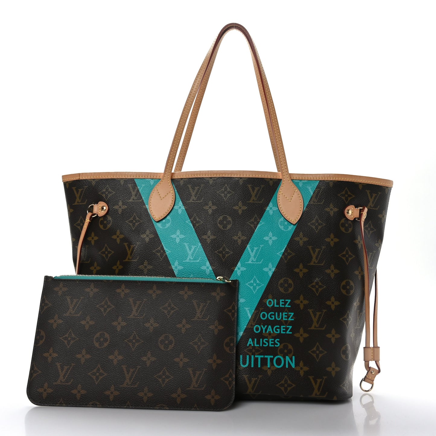 Monogram V Neverfull MM Turquoise