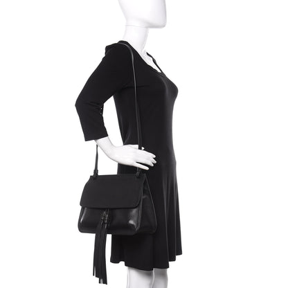 Gucci Pebbled Calfskin Medium Bamboo Daily Flap Shoulder Bag Black 2 of 9