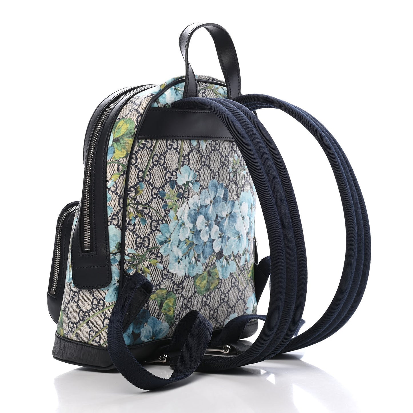 GG Supreme Monogram Blooms Small Day Backpack Blue