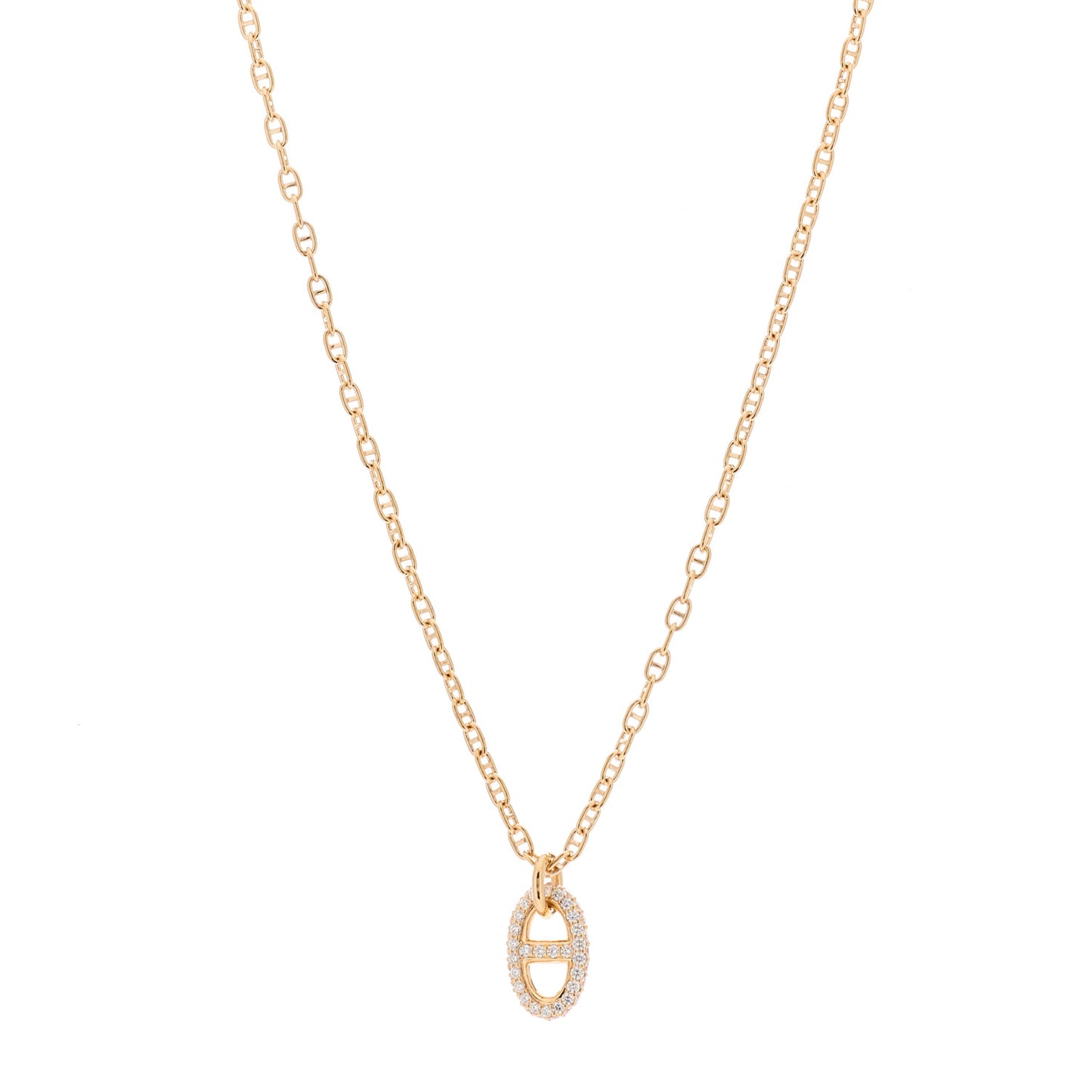 18K Rose Gold Diamond PM New Farandole Pendant Necklace LG