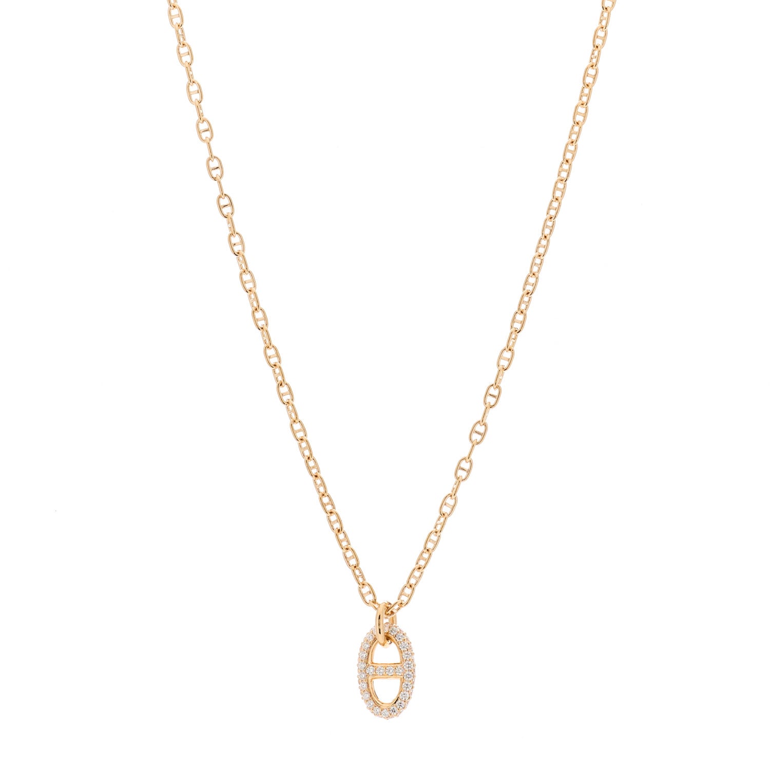 Hermes 18K Rose Gold Diamond PM New Farandole Pendant Necklace LG 1 of 4