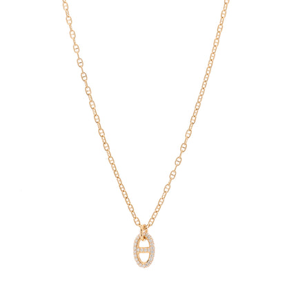 Hermes 18K Rose Gold Diamond PM New Farandole Pendant Necklace LG 1 of 4