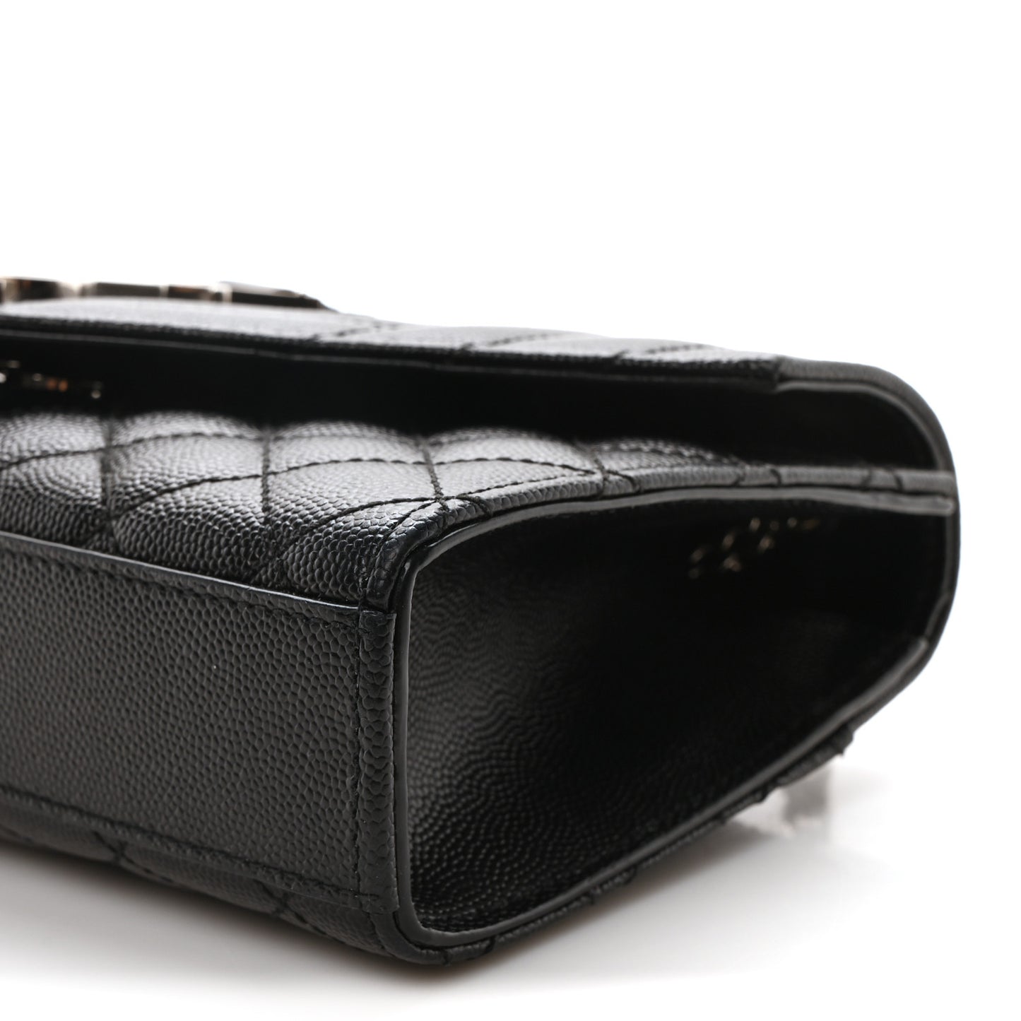 Grain De Poudre Textured Mixed Matelasse Triquilt Small Monogram Satchel Black