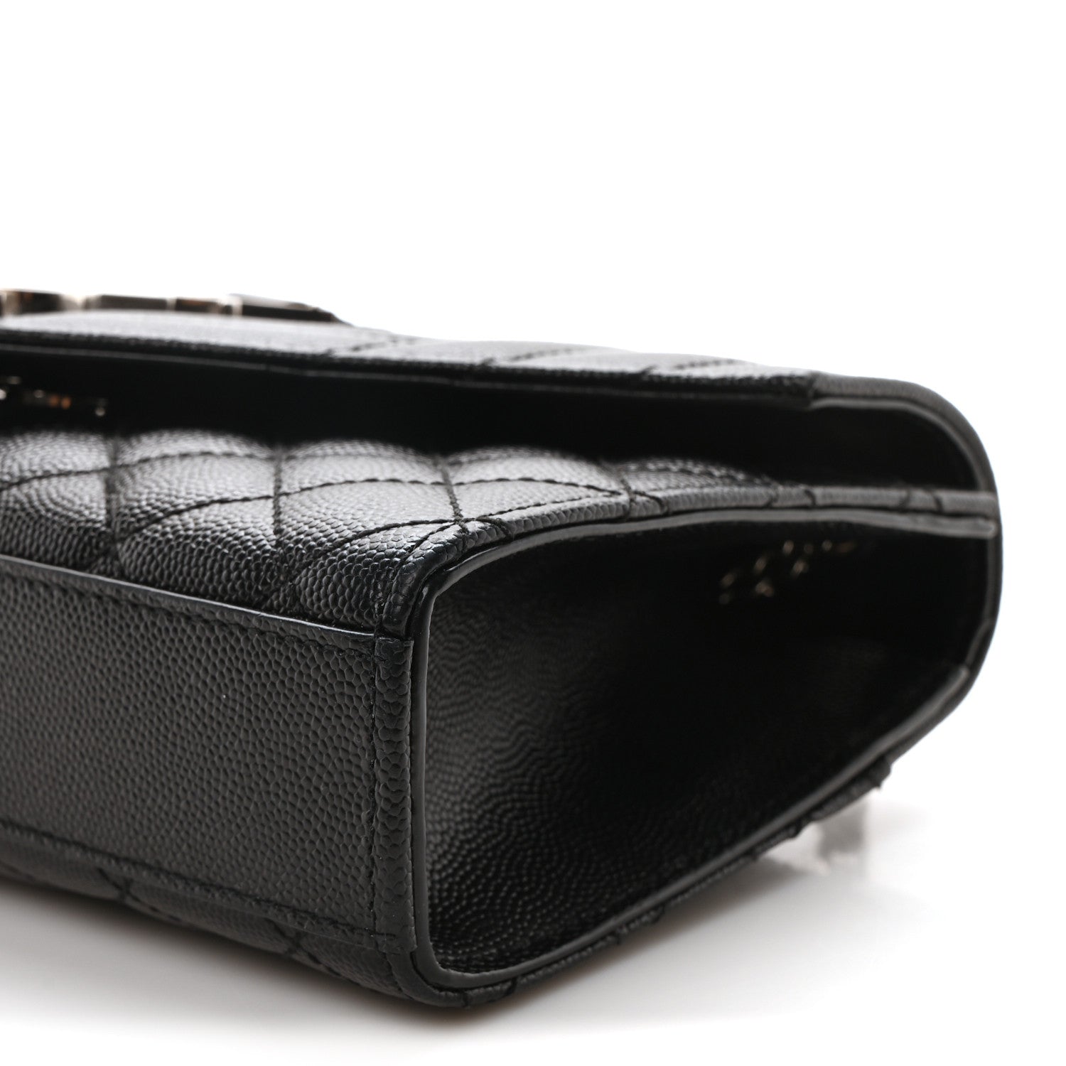 Saint Laurent Grain De Poudre Textured Mixed Matelasse Triquilt Small Monogram Satchel Black 10 of 10