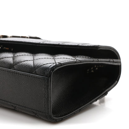 Saint Laurent Grain De Poudre Textured Mixed Matelasse Triquilt Small Monogram Satchel Black 10 of 10