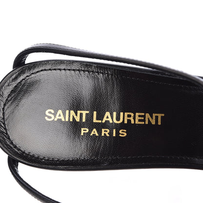 Saint Laurent Calfskin Cassandra Palm Logo 110 Ankle Strap Sandals 38.5 Black 7 of 8