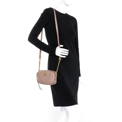 Gucci Calfskin Matelasse Mini GG Marmont Chain Shoulder Bag Nude 2 of 7