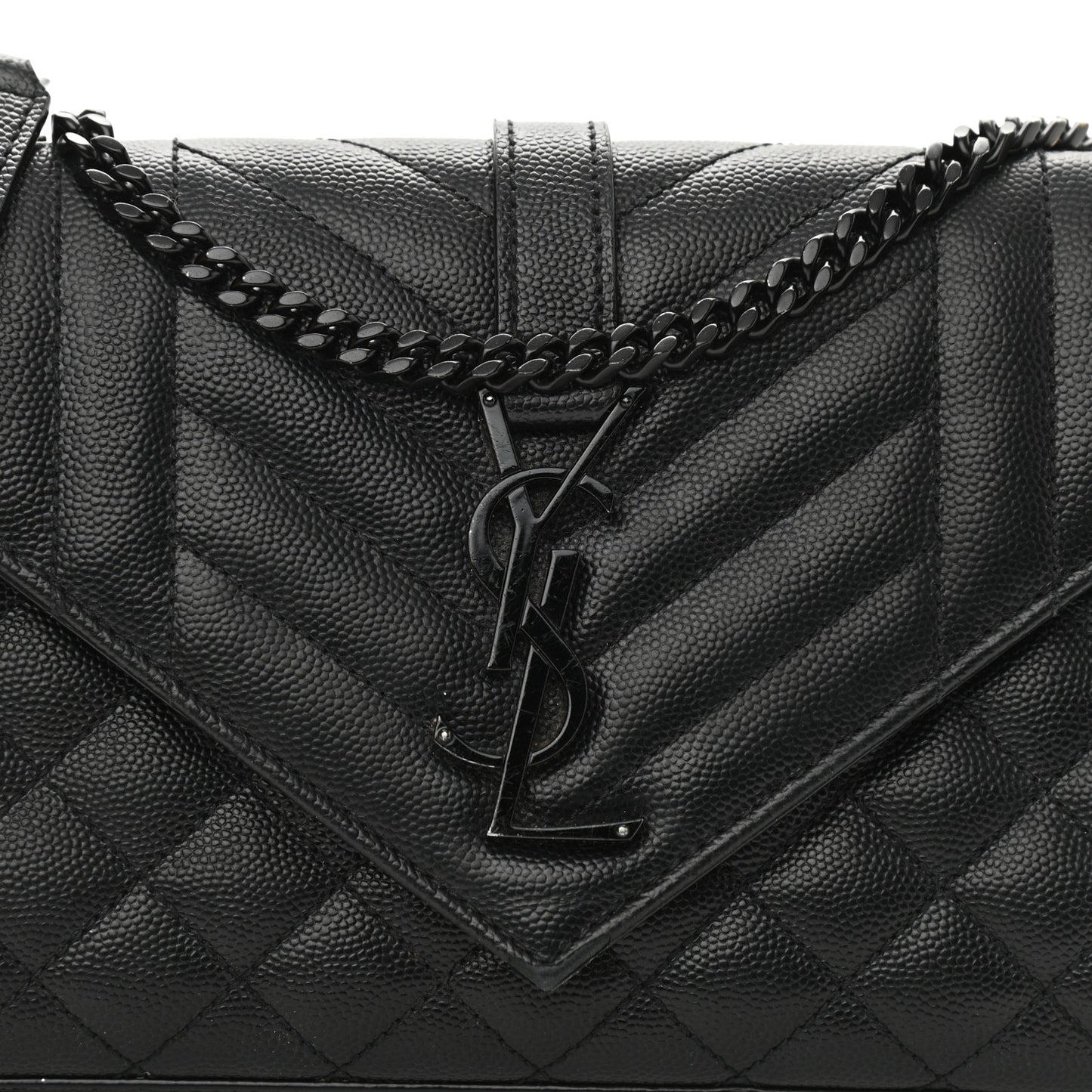 Grain De Poudre Textured Mixed Matelasse Triquilt Small Monogram Satchel Black
