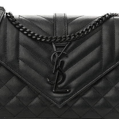 Saint Laurent Grain De Poudre Textured Mixed Matelasse Triquilt Small Monogram Satchel Black 8 of 12
