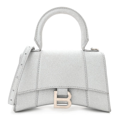 Balenciaga Sparkling Fabric Hourglass Top Handle Bag XS Silver 1 of 13