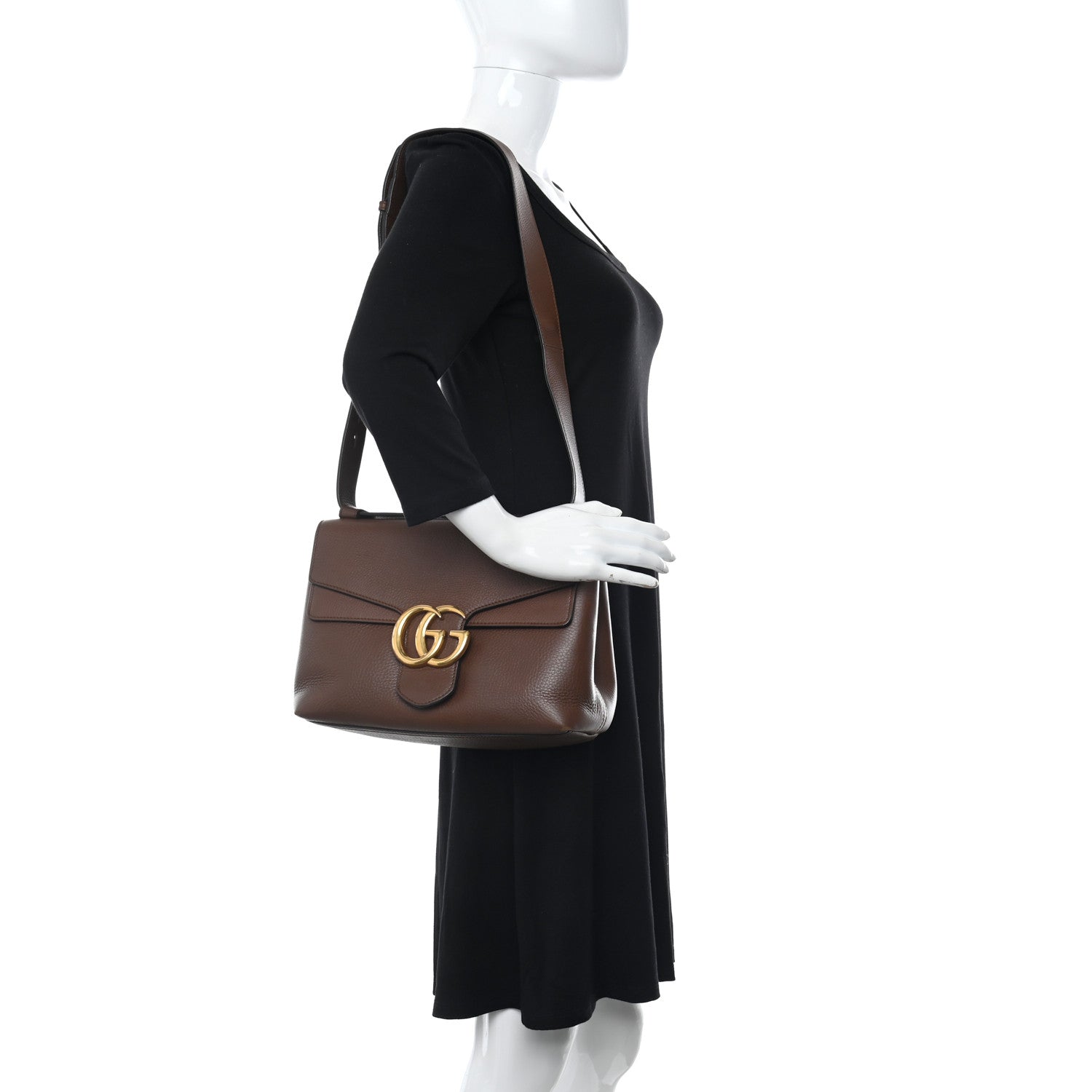 Gucci Cellarius Calfskin GG Marmont Shoulder Bag Nut Brown 2 of 14