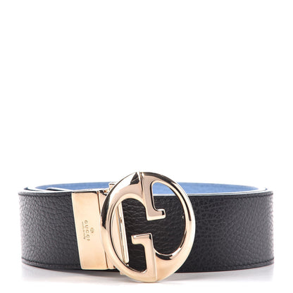 Gucci Dollar Calfskin 1973 Reversible Belt 80 32 Black Mineral Blue 1 of 6