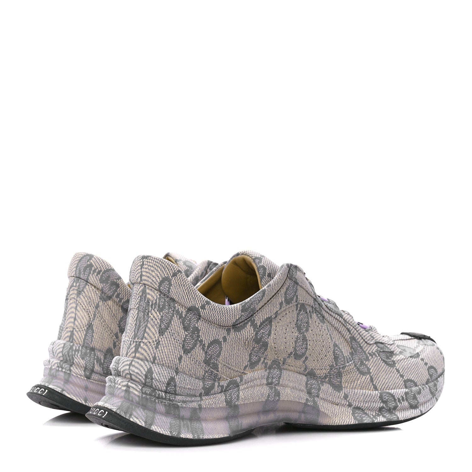 Gucci Ultralight Plume Calfskin Monogram Printed Mens Gucci Run Sneakers 8 Beige Blue 4 of 10