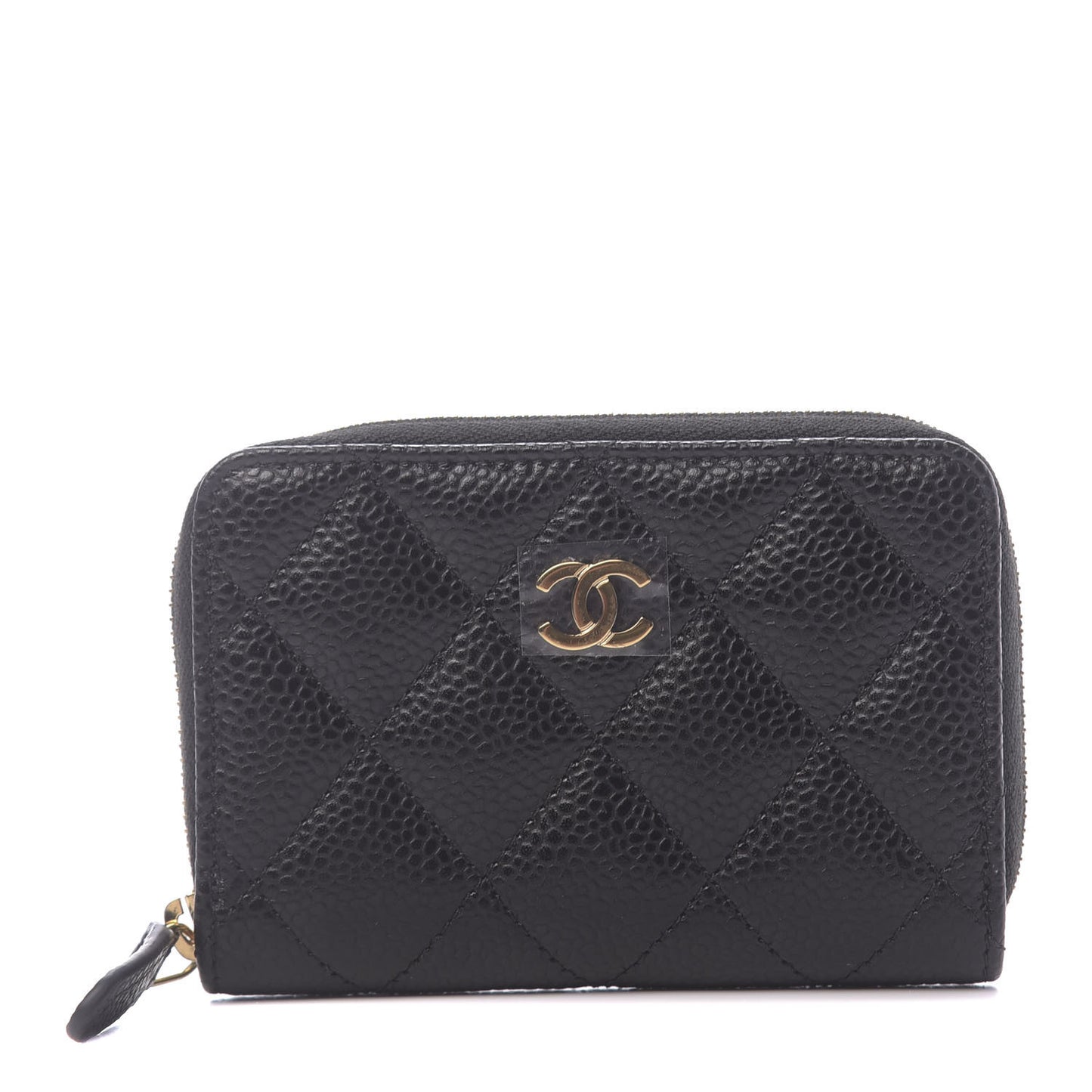 Caviar Quilted Zip Coin Purse Black