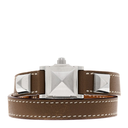 Hermes Stainless Steel Swift 16mm Medor Double Tour Quartz Watch Etoupe 2 of 5