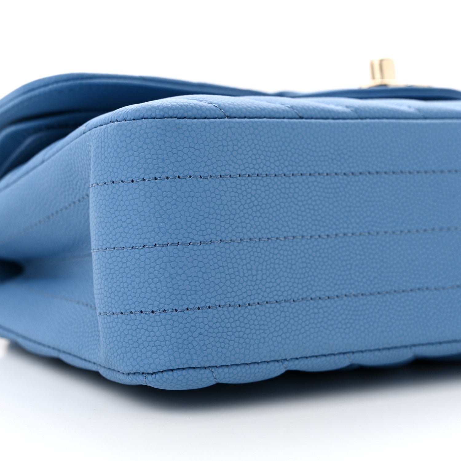 Chanel Caviar Flat Chevron Quilted Small Double Flap Blue 9 of 11