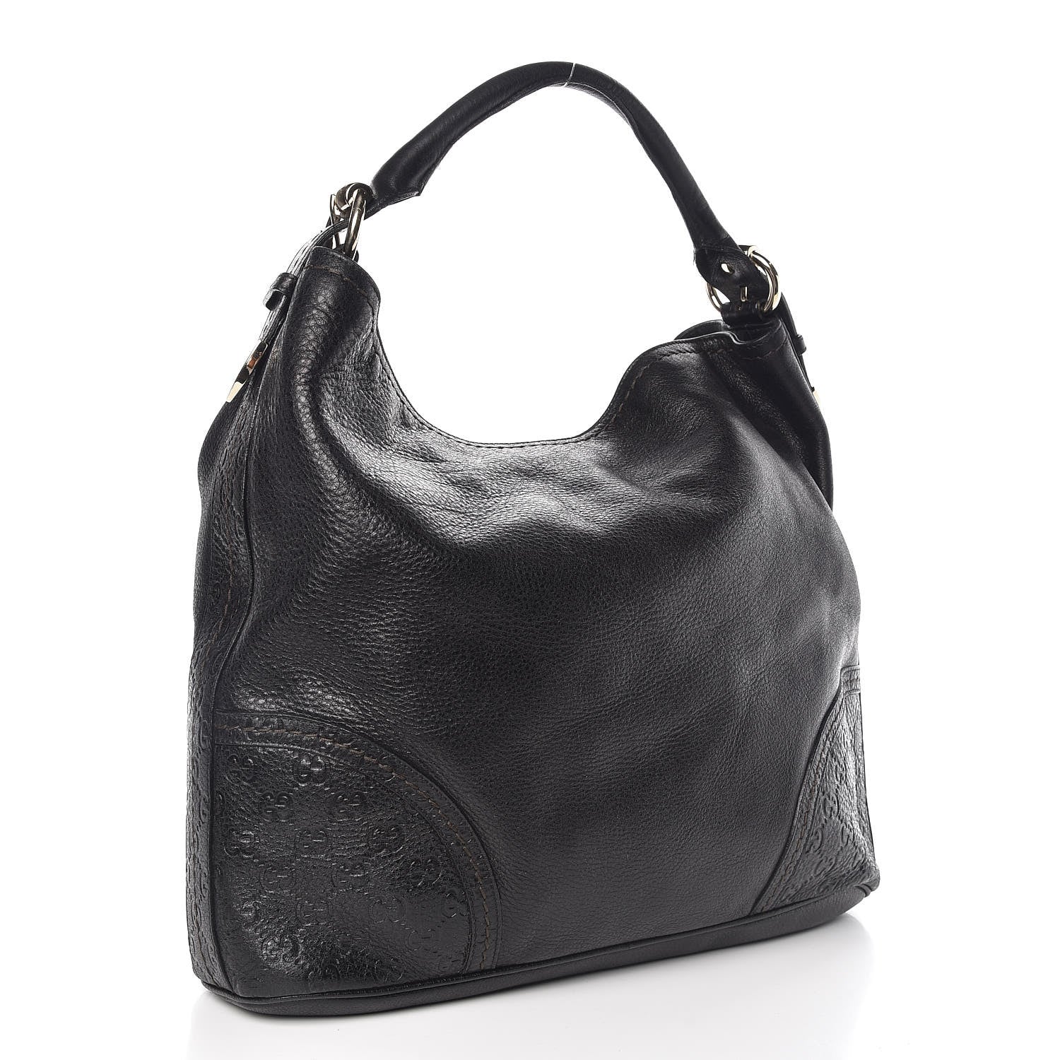 Gucci Leather Guccissima Trim Large Signoria Hobo Black 4 of 10