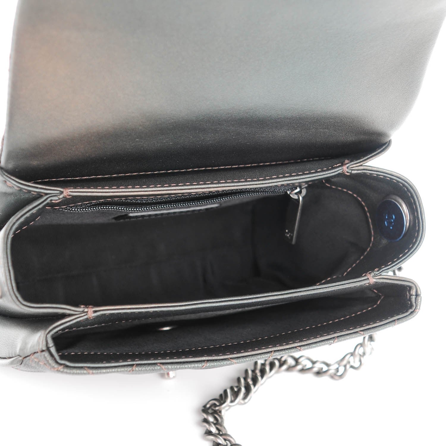 Chanel Metallic Goatskin Quilted Small Rock In Rome Flap Charcoal 6 of 8