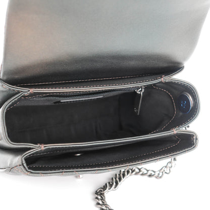 Chanel Metallic Goatskin Quilted Small Rock In Rome Flap Charcoal 6 of 8