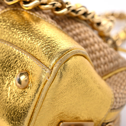Prada Paglia Cinghiale Frame Tote Naturale Oro 11 of 13