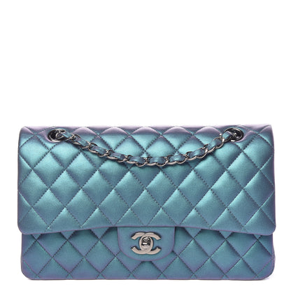 Chanel Metallic Lambskin Quilted Medium Double Flap Turquoise 1 of 15