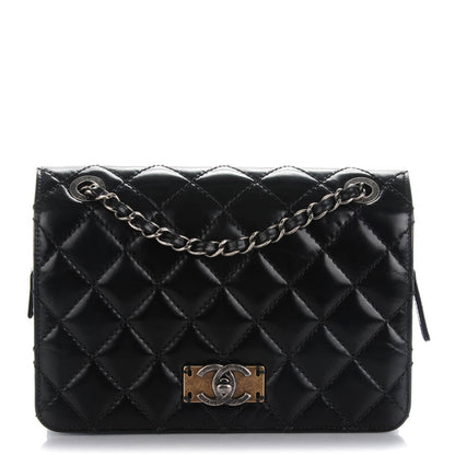 Chanel Glazed Calfskin Quilted Small Day Trip Flap Black 1 of 8