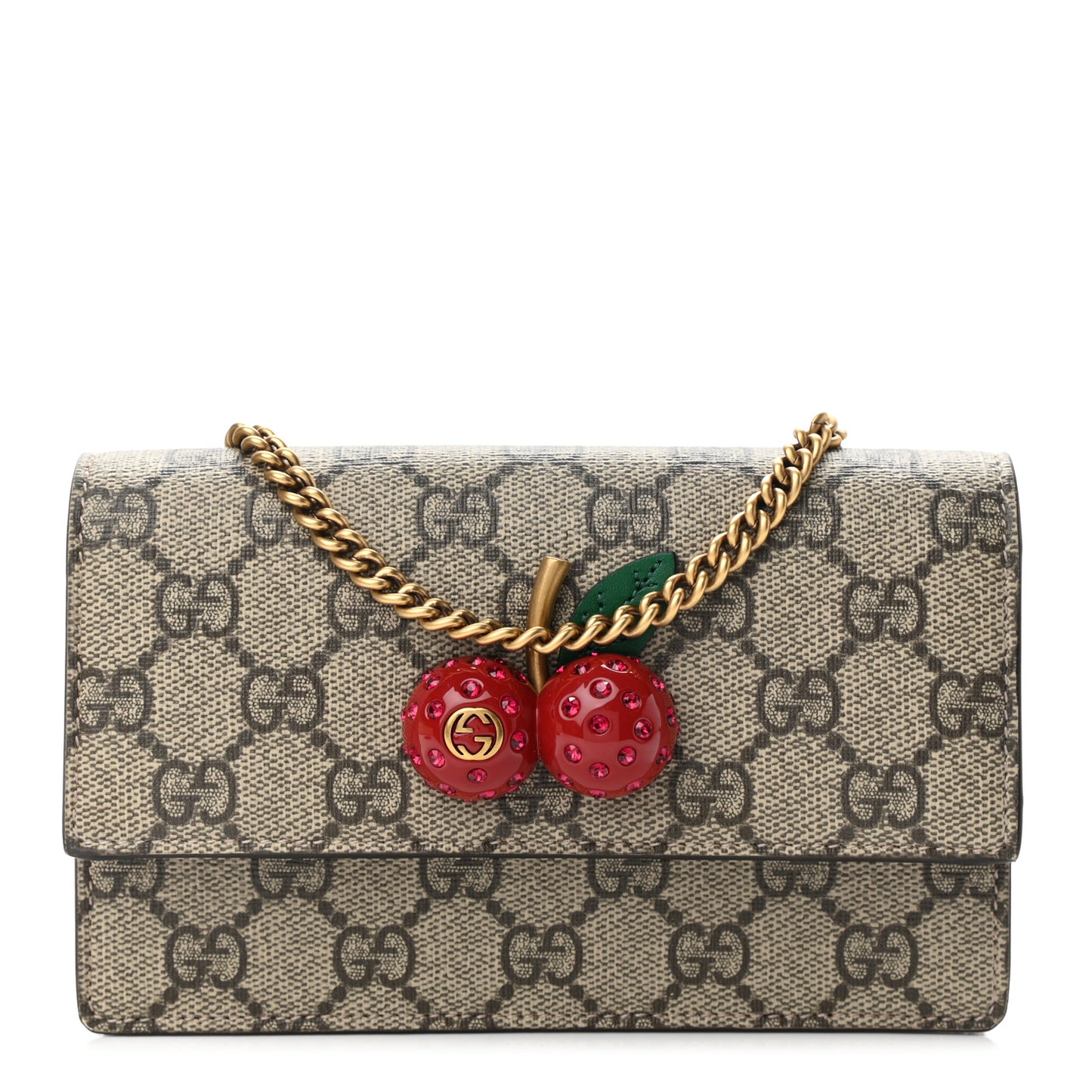 GG Supreme Monogram Mini Cherry Chain Bag
